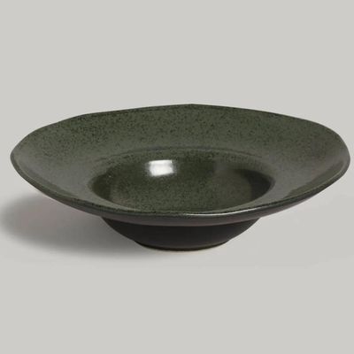 Prato para Risoto Orgânico Greenery 25cm Porto Brasil Cerâmica Massa Nhoque Fundo Molho