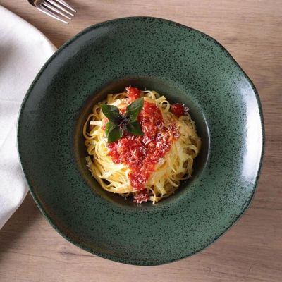 Prato para Risoto Orgânico Greenery 25cm Porto Brasil Cerâmica Massa Nhoque Fundo Molho