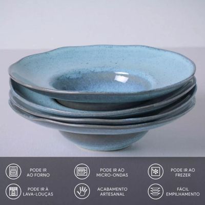 Prato para Massa Orgânico Breeze 25cm Porto Brasil Cerâmica Chapéu Risoto Macarrão Fundo