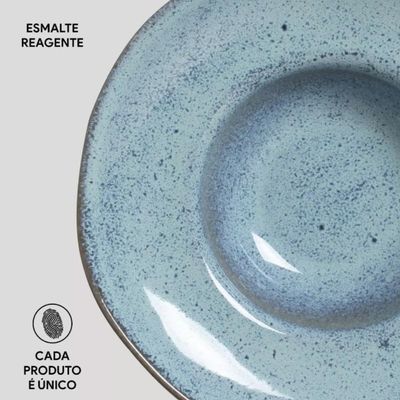 Prato para Massa Orgânico Breeze 25cm Porto Brasil Cerâmica Chapéu Risoto Macarrão Fundo