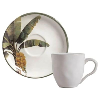 Xícara Chá com Pires 170ml Bio Bananê Porto Brasil Cozinha Gourmet Mesa Posta