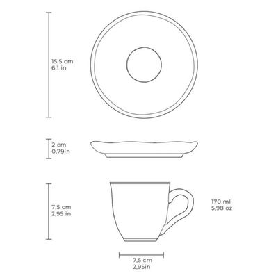 Xícara Chá com Pires 170ml Bio Bananê Porto Brasil Cozinha Gourmet Mesa Posta