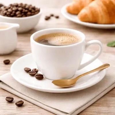 Xícara de Café 100ml com Pires Porcelana Branco Clean Chá Mesa Posta Servir