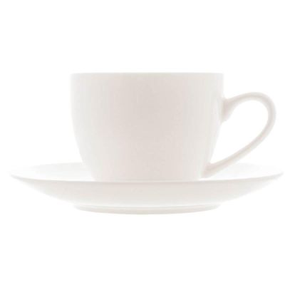 Jogo 48 Xícaras Café com Pires 100ml Porcelana Branco Clean Chá Padaria Servir Recepção