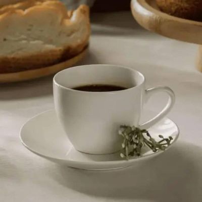 Jogo 48 Xícaras Café com Pires 100ml Porcelana Branco Clean Chá Padaria Servir Recepção