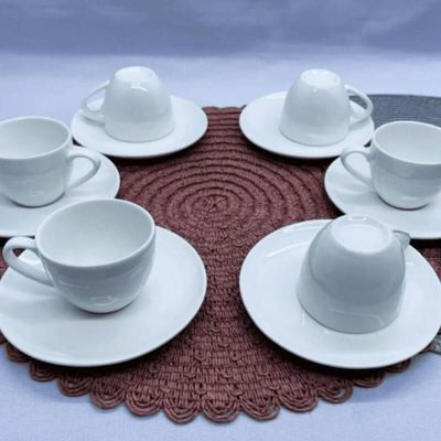 Jogo 48 Xícaras Café com Pires 100ml Porcelana Branco Clean Chá Padaria Servir Recepção