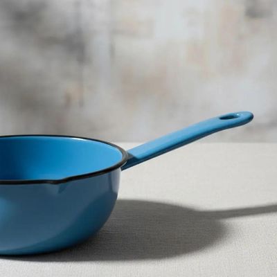 Papeiro Esmaltado N12 Panelinha com Cabo Azul Ágata Básica Cozinha Metalouça