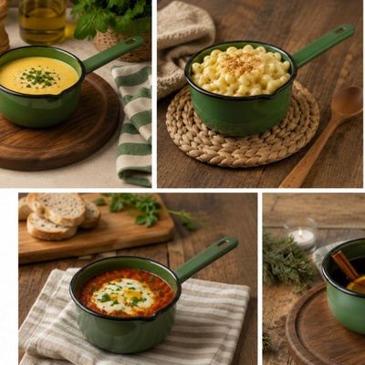 Papeiro Esmaltado N12 Panelinha com Cabo Verde Ágata Básica Cozinha Metalouça