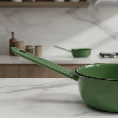 Papeiro Esmaltado N12 Panelinha com Cabo Verde Ágata Básica Cozinha Metalouça