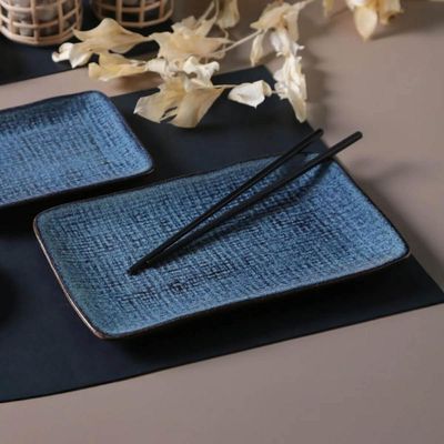 Kit 24 Travessas Cerâmica Juta Artesanal Porto Brasil Titanium Orientais Servir Peças de Sushi