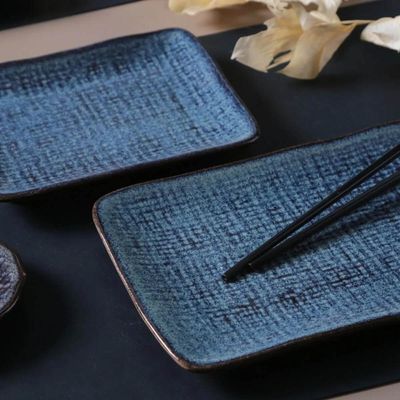 Kit 24 Travessas Cerâmica Juta Artesanal Porto Brasil Titanium Orientais Servir Peças de Sushi