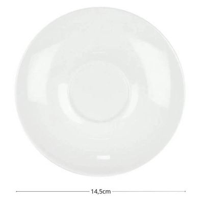 Jogo 6 Xícaras de Chá Café com Pires 220ml Porcelana Branca Clean Lyor Servir Hotel Restaurante