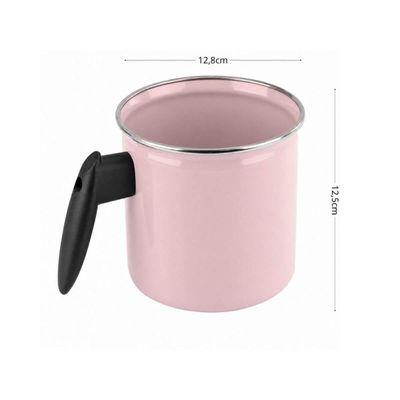 Leiteira 1,3l Agata Rosa Bebê Aço Esmaltado Cabo Baquelite Fervedor Metallouça