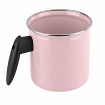 Leiteira 1,3l Agata Rosa Bebê Aço Esmaltado Cabo Baquelite Fervedor Metallouça