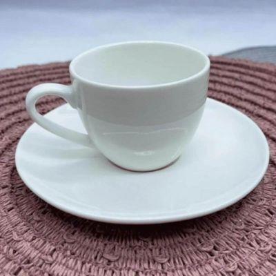 Jogo 6 Xícaras de Café 100ml com Pires Porcelana Branca Clean Chá Mesa Posta Servir