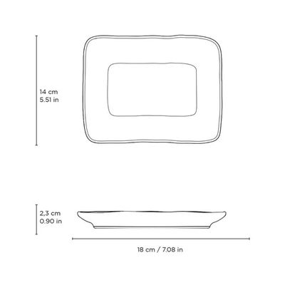 Kit 12 Pratos Retangulares Porto Brasil Juta Titanium 14x18cm Servir Entradas Sobremesas