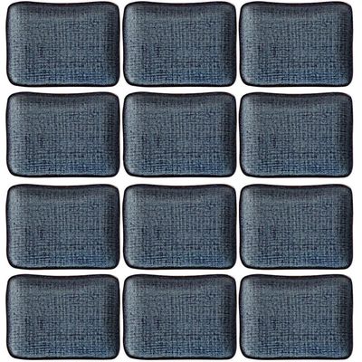 Kit 12 Pratos Retangulares Porto Brasil Juta Titanium 14x18cm Servir Entradas Sobremesas