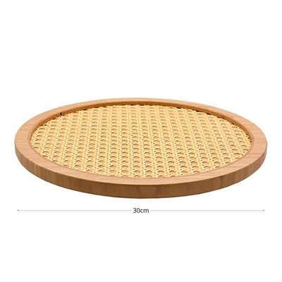 Jogo Tábua de Frios Giratória 30cm e Fruteira 28,5cm Bambu Cesto de Mesa Cozinha