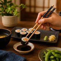 Kit 8 Pares Hashis 24cm Bambu Sunflower Preto Lyor Comida Japonesa