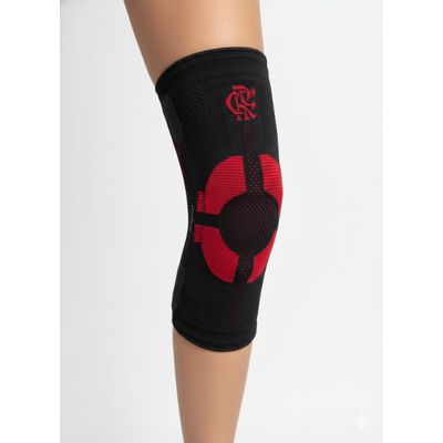 Joelheira Pro Flamengo Preta M Knit 3D Alívio Dor Suporte