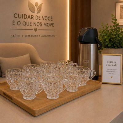 Jogo 36 Xícaras para Café Lile 80ml Vidro Fio de Ouro Lyor Cafezinho Atendimento Recepção