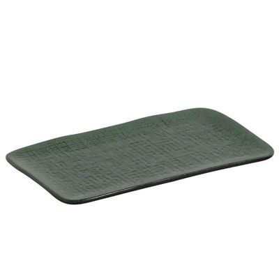 4 Prato Sushi Travessas Cerâmica Juta 27x16cm Verde Marinho Sashimi Porto Brasil