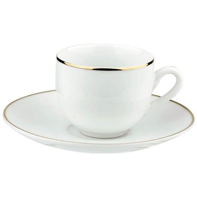 Conjunto 12 Xícaras Café com Pires Porcelana 90ml Legacy Gold Padaria Servir