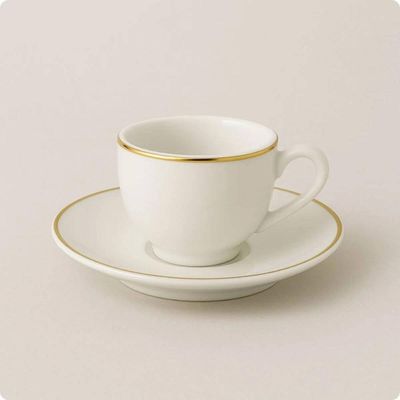 Conjunto 12 Xícaras Café com Pires Porcelana 90ml Legacy Gold Padaria Servir