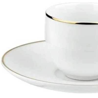 Conjunto 12 Xícaras Café com Pires Porcelana 90ml Legacy Gold Padaria Servir