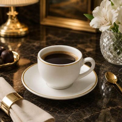 Conjunto 12 Xícaras Café com Pires Porcelana 90ml Legacy Gold Padaria Servir