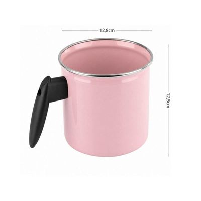 Conjunto Ágata Leiteira 1L e Panelinha 800ml Rosa Bebê Cabo Nylon Metallouça Esmaltados