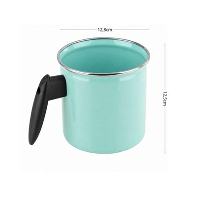 Conjunto Panela Papeiro e Leiteira Esmaltados Verde Água Agata Cabo Baquelite Borda Inox Metallouça