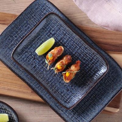 24 Pratos Cerâmica Titanium Porto Brasil 14x18cm Restaurante Japonês Servir Peças de Sushi