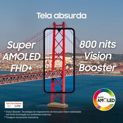 "Smartphone Samsung Galaxy A15 5G Azul Claro 128GB, 4GB RAM, Processador Octa-Core, Câmera Tripla Traseira, Tela Super Amoled de 6.5"" 90Hz"