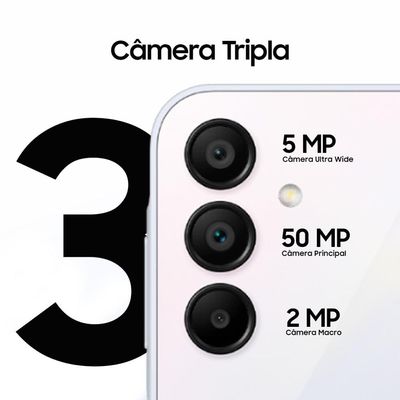 "Smartphone Samsung Galaxy A15 5G Azul Claro 128GB, 4GB RAM, Processador Octa-Core, Câmera Tripla Traseira, Tela Super Amoled de 6.5"" 90Hz"