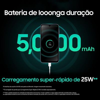 "Smartphone Samsung Galaxy A15 5G Azul Claro 128GB, 4GB RAM, Processador Octa-Core, Câmera Tripla Traseira, Tela Super Amoled de 6.5"" 90Hz"
