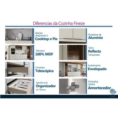 Balcão Cozinha Henn Fineze 1 Porta 4 Gavetas Areia