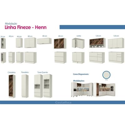 Balcão Cozinha Henn Fineze 3 Portas 2 Gavetas Areia
