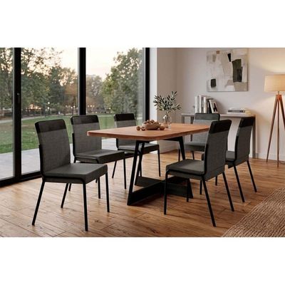 Mesa Sala Jantar Átria 160cm + 6 Cadeiras Duo Preto Carraro