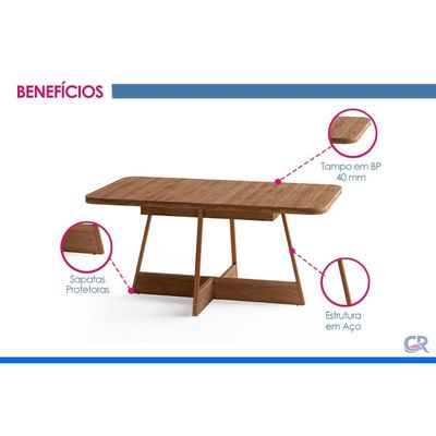 Mesa Sala Jantar Átria 160cm + 6 Cadeiras Duo Preto Carraro