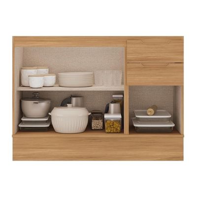 Balcão Cozinha Carraro Alma 3Ptas 2Gavs c/Tampo 120cm Cedro