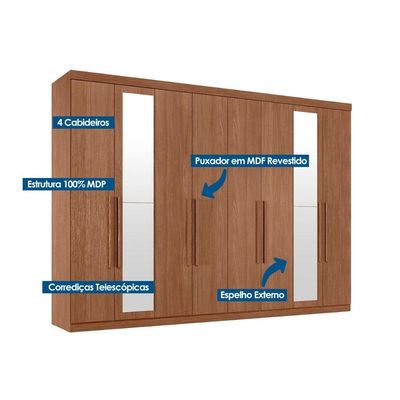 Guarda Roupa Casal 8 Portas c/Esp Master Cinamomo S. Andirá