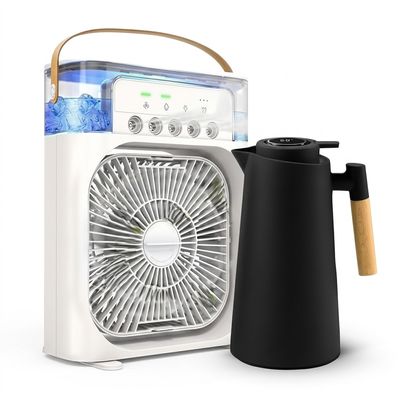 Kit Home Office Conforto: Mini Ar Condicionado + Garrafa Térmica Premium