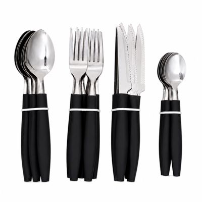 Kit Cozinha Gourmet Elegance: Jogo de Facas Rose Gold + Faqueiro 24 Peças Preto