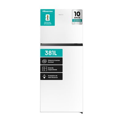 Geladeira Hisense Duplex 379L Frost Free Inverter Branca Branco / 110