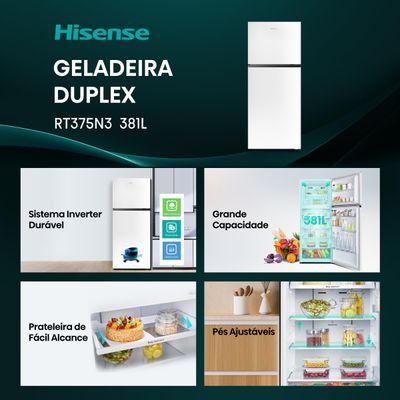 Geladeira Hisense Duplex 379L Frost Free Branco / 220
