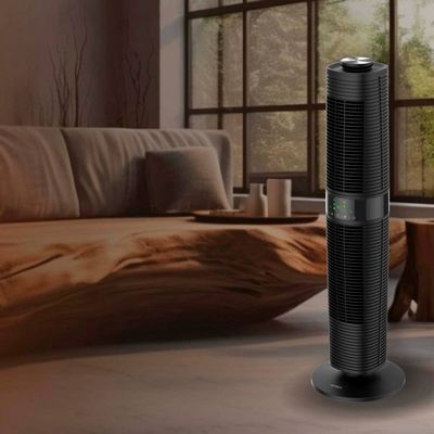 Ventilador de Torre 100cm Spirit 360º com Display LED Touch Screen, Controle Remoto, Funções Especiais e Controle Inteligente de Velocidade - Preto Preto / 110