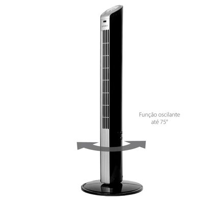 Ventilador de Torre 90cm Spirit Easy 40W de Potência e 3 Velocidades - Preto/Prata Prata,Preto / 110