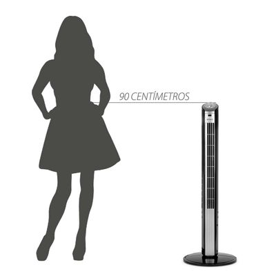 Ventilador de Torre 90cm Spirit Easy 40W de Potência e 3 Velocidades - Preto/Prata Prata,Preto / 110