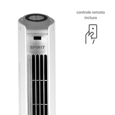 Ventilador de Torre Spirit TS1200 com 3 Velocidades, Função Oscilante e Controle Remoto  Branco Branco / 110
